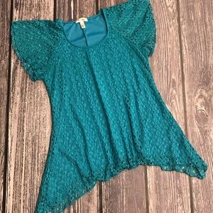 Turquoise blue lace top